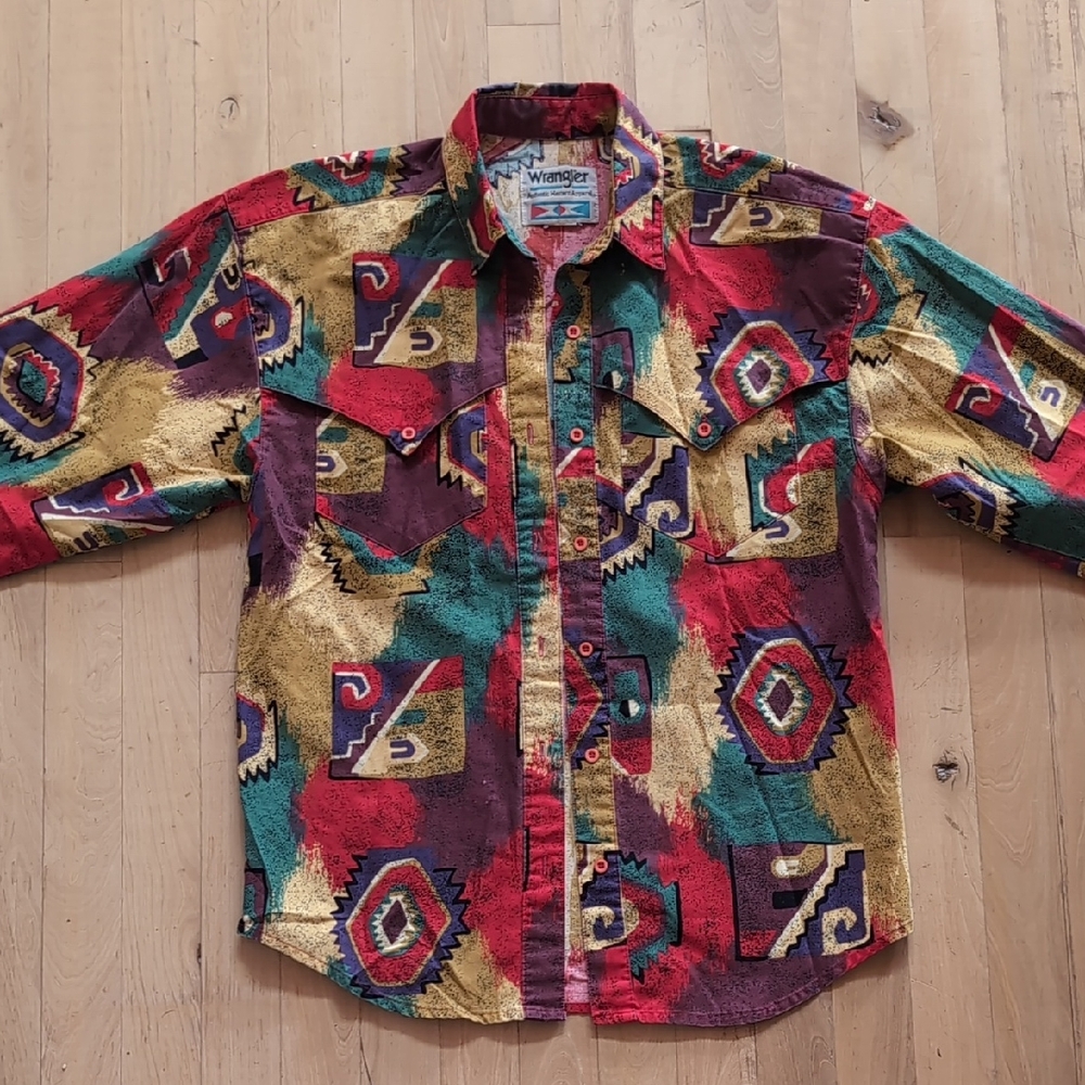 Vintage Wrangler Multicolor Geometric Pattern Shirt